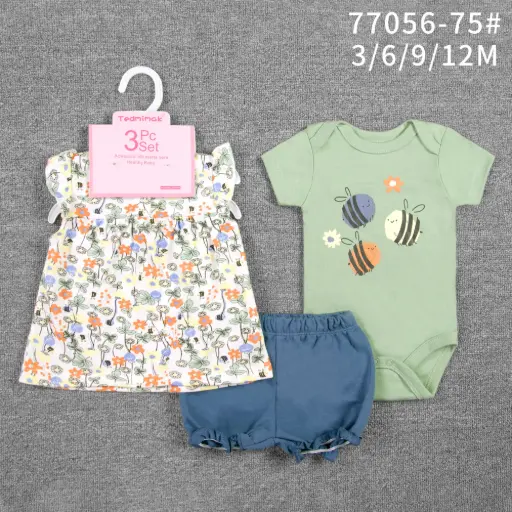 [77056-75] Set 3pc Niña blu: Tedmimak
