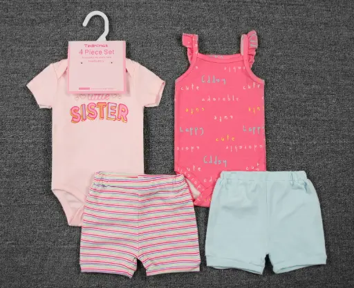 [77082-54B] Set 4pc niña bod Tedmimak